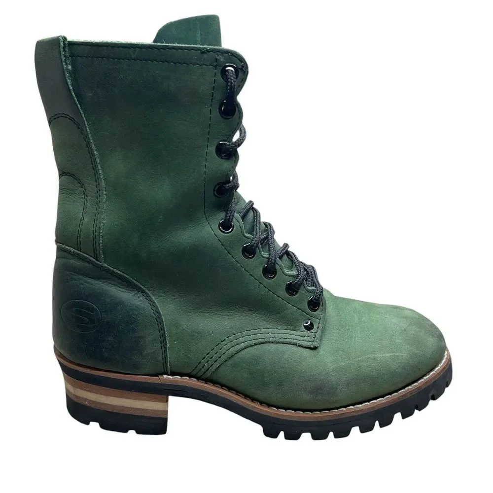 VTG Y2K Skechers Dark Green Suede Combat Boots Womens 8 Lace Up Grunge Rare Find - Picture 9 of 12